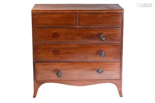 A George III mahogany caddy topped chest of two short over t...