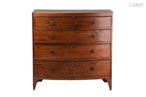 A George IV mahogany caddy topped bow-fronted chest of two s...