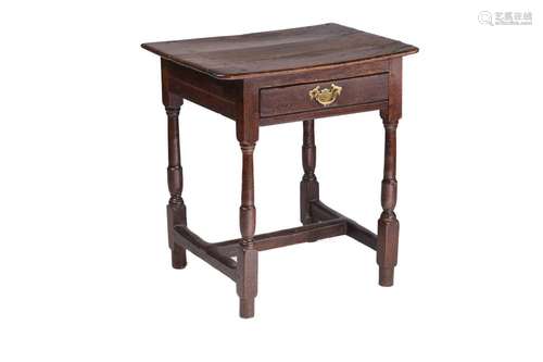 A late 17th-century oak single-drawer side table with a plan...