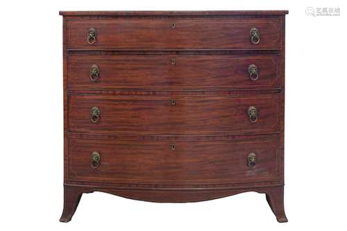 An early 19th century mahogany and boxwood lined bowfront ch...