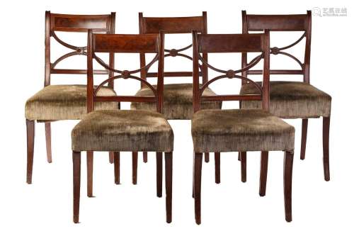 A set of six Regency mahogany dining chairs, the tablet and ...