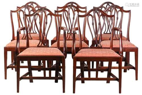 A set of eight late 19th century Hepplewhite style mahogany ...