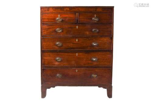A large George III mahogany chest of two short over four lon...