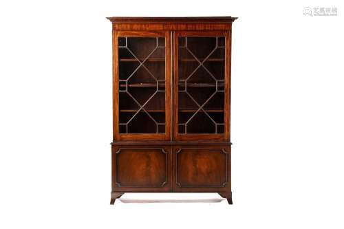 George III mahogany bookcase, on a later stand, the protrudi...