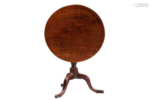 George III mahogany circular top tripod table, on pad feet, ...