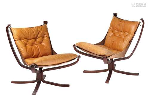 A pair of Sigurd Ressell Falcon chairs, for Mobler, with sus...