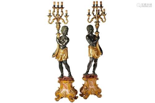 A large pair of 17th-century Venetian style bronzed and parc...