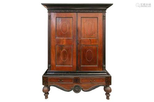 A Sri Lankan ebony and padauk wood cabinet, probably from th...