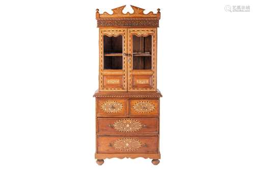 An Anglo-Indian bone and ebony inlaid cabinet, early 20th ce...