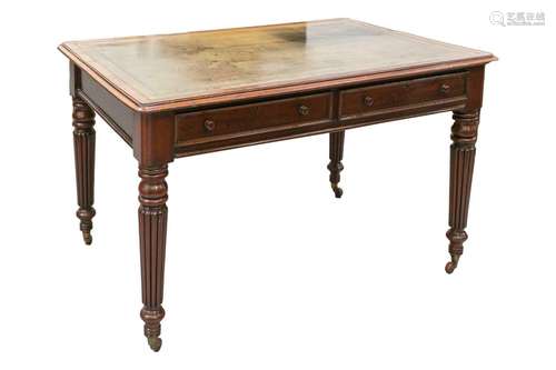 A George IV Gillows-style mahogany writing table; the cross-...