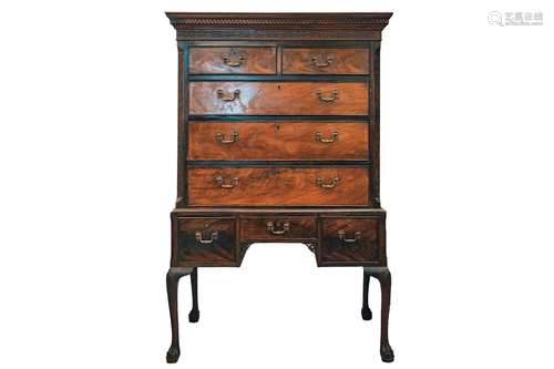 A George III mahogany on the associated chest on stand, the ...