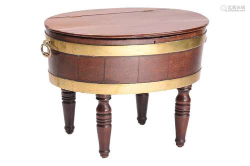 A George III and later coopered oval wine cooler, now with a...