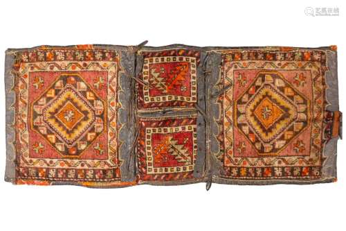 An old Persian double donkey pannier bag possibly Afshar ear...