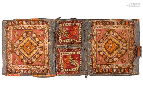 An old Persian double donkey pannier bag possibly Afshar ear...