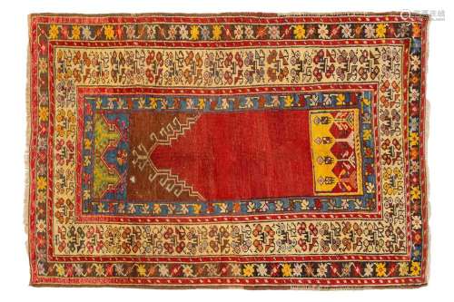 An old central Anatolian prayer rug, probably from Konya, mi...