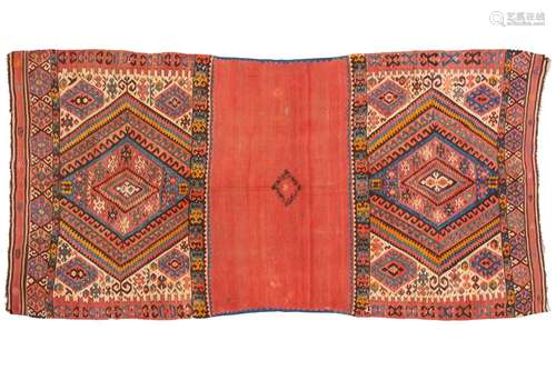 An old Anatolian possibly Malatya Kelim with two end panels ...