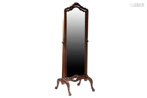 A George III style mahogany cheval dressing mirror, 20th cen...