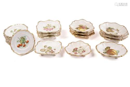 A Davenport part fruit set, each hand painted with fruit, co...