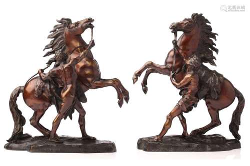 After Guillaume Coustou, a pair of French bronze models of t...