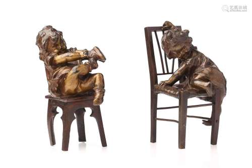 After Juan Clara, a bronze figure of a girl seated on a stoo...