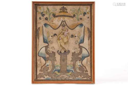 Early 19th century silk embroidery, depicting Our Lady of th...
