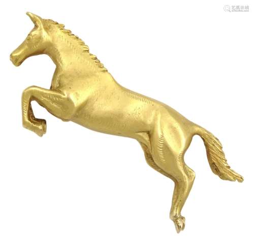 9ct gold jumping horse brooch by Alabaster & Wilson