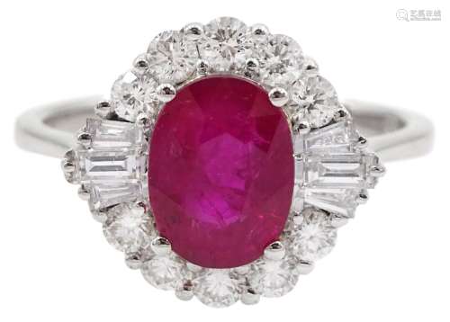 18ct white gold oval ruby
