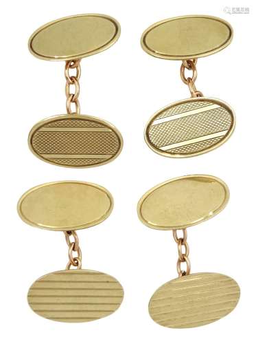 Two pairs of 9ct gold cufflinks
