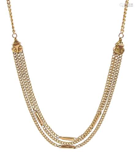 Early-mid 20th century 9ct gold Albertina style necklace