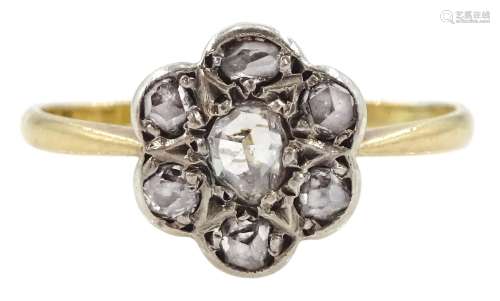 Victorian 18ct gold rose cut diamond flower head cluster rin...