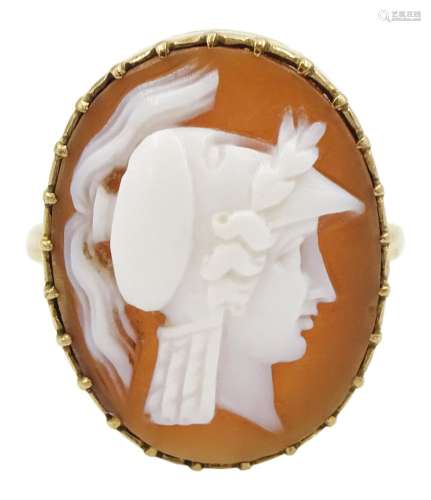 Victorian gold cameo ring depicting the goddess Minerva