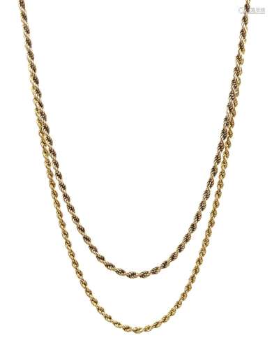 Two 9ct gold rope twist necklaces