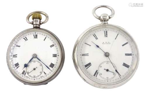 Victorian silver open face key wound pocket watch by Waltham