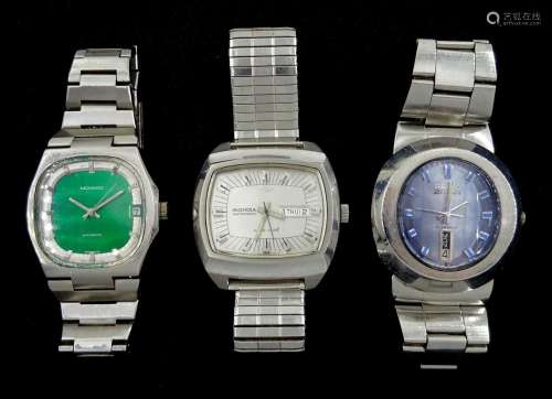 Three automatic stainless steel wristwatches including Mondi...