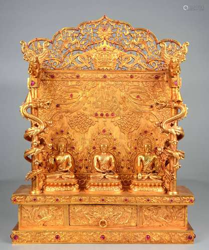 Gilt Inlaid Treasures Medicine Buddha Shrine