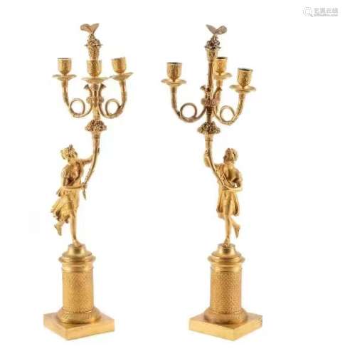 Pair of 19th century gilt bronze candlesticks