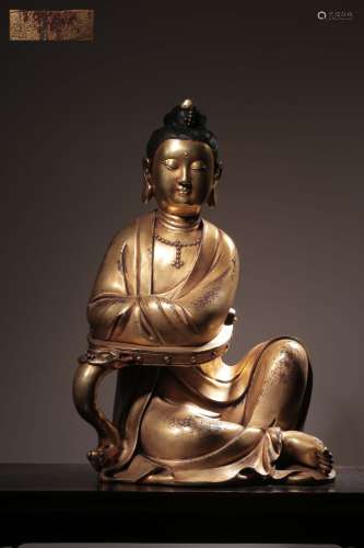 Gilt Bronze Sitting Avalokitesvara