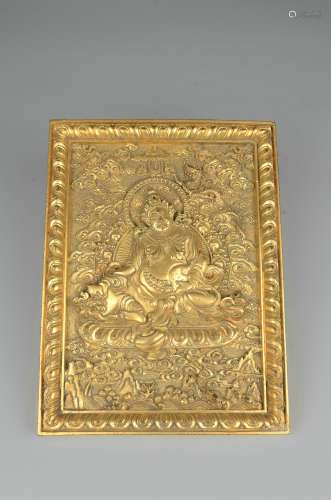 Gilt bronze Buddha plate