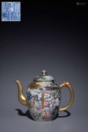 Pastel painted gold Baizi Yingfu teapot