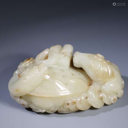 Hetian jade dragon horse spiritual ornament