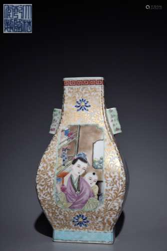 Gold and Enamel Western Color Character Story Square Bottle