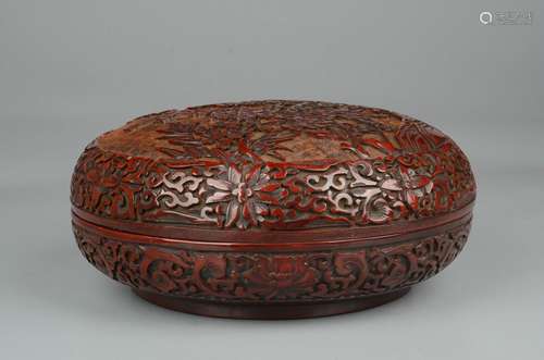 Carved lacquer tick red imperial poetry holding box