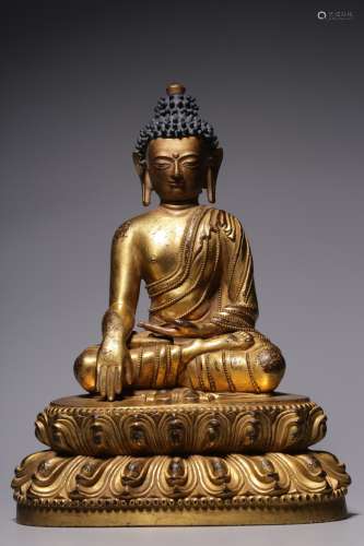 Gilt bronze seated statue of Sakyamuni