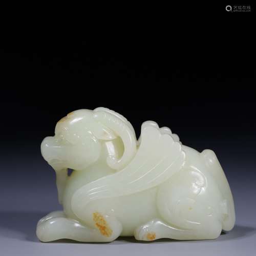 Hetian jade unicorn ornament