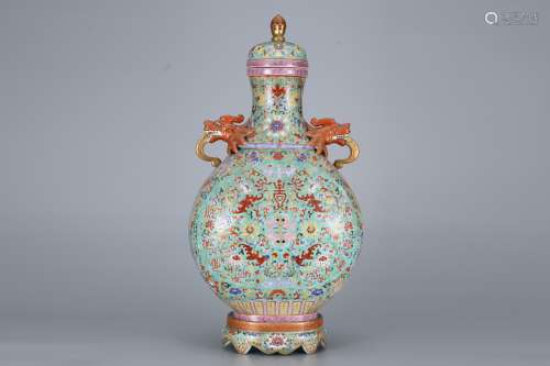 Enamel flower and longevity amphora