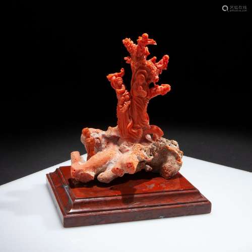 Coral sculpture with red stone base, Trapani 19th century