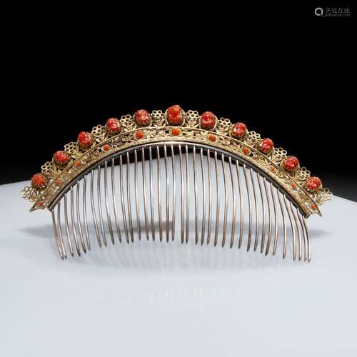 Coral tiara comb, Trapani 19th century