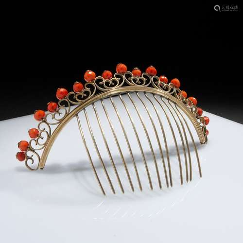 Coral tiara comb, Trapani 19th century