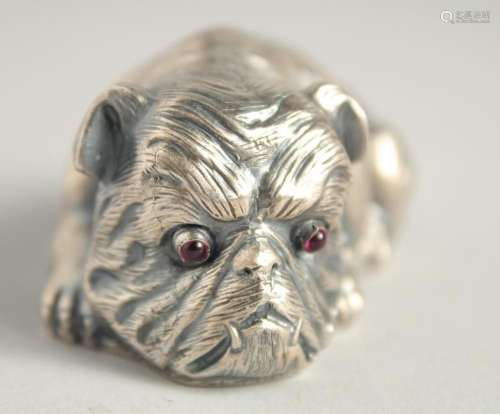 A SMALL RUSSIAN SILVER BULL DOG. 2.75ins long. Mark I. P. He...