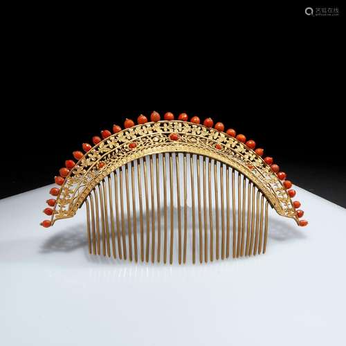 Coral tiara comb, Trapani 19th century